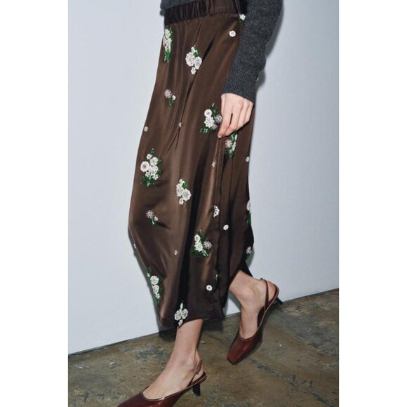 ZARA ZW COLLECTION LIMITED EDITION SEQUINED EMBROIDERED SKIRT - Picture 6 of 9